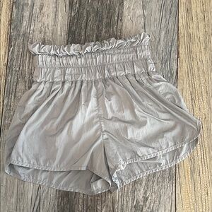 FP Movement by Free People Light Gray Paperbag-Waist Athletic Shorts